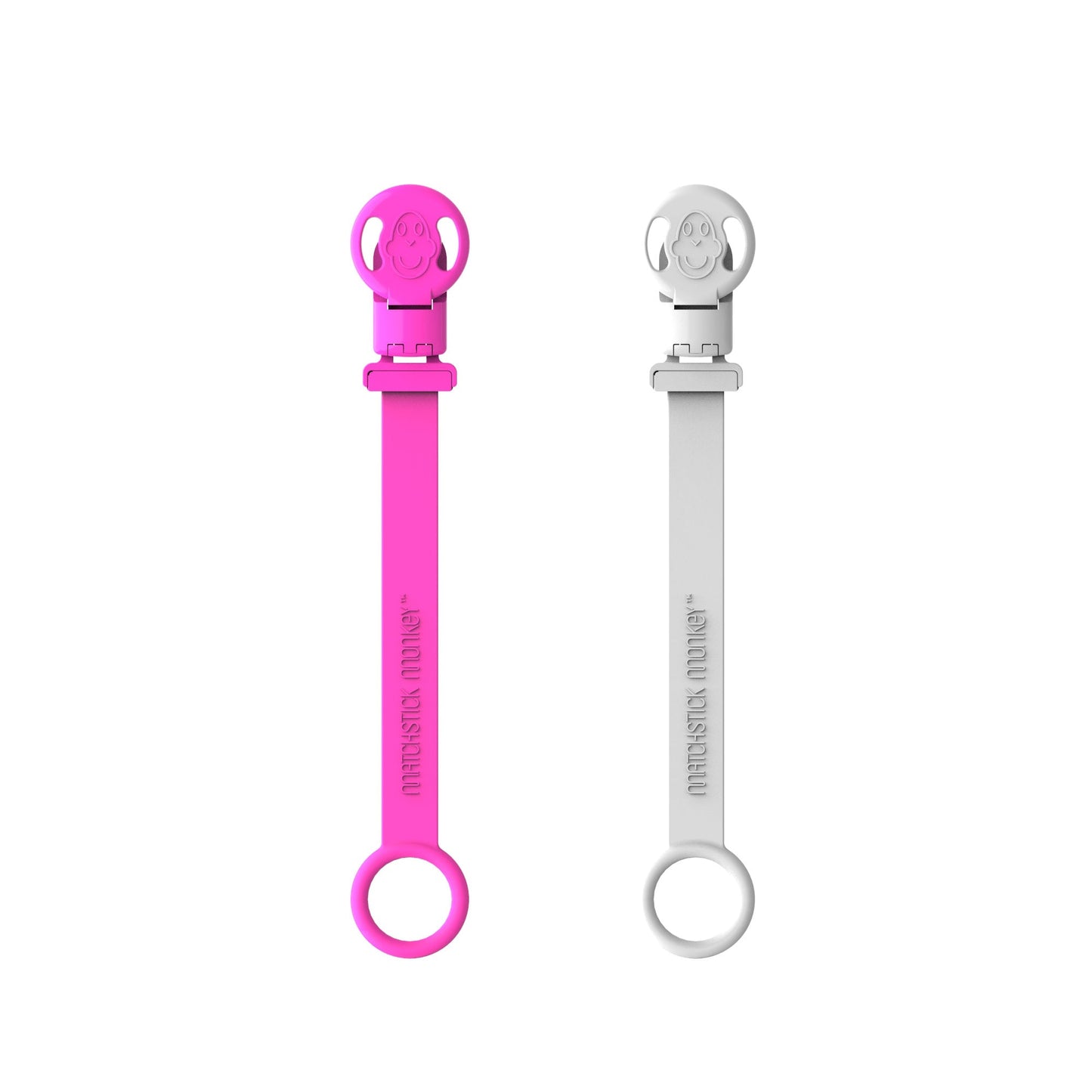 Pink & Cool Gray Double Soother Clips