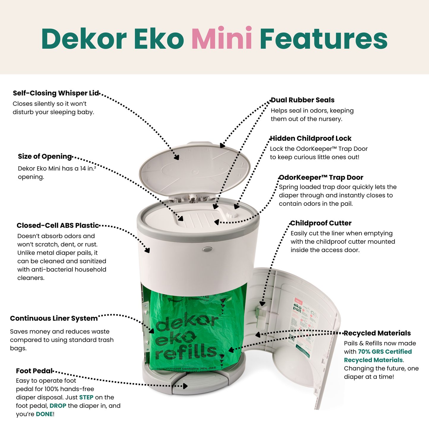 Dekor Eko Mini Diaper Pail