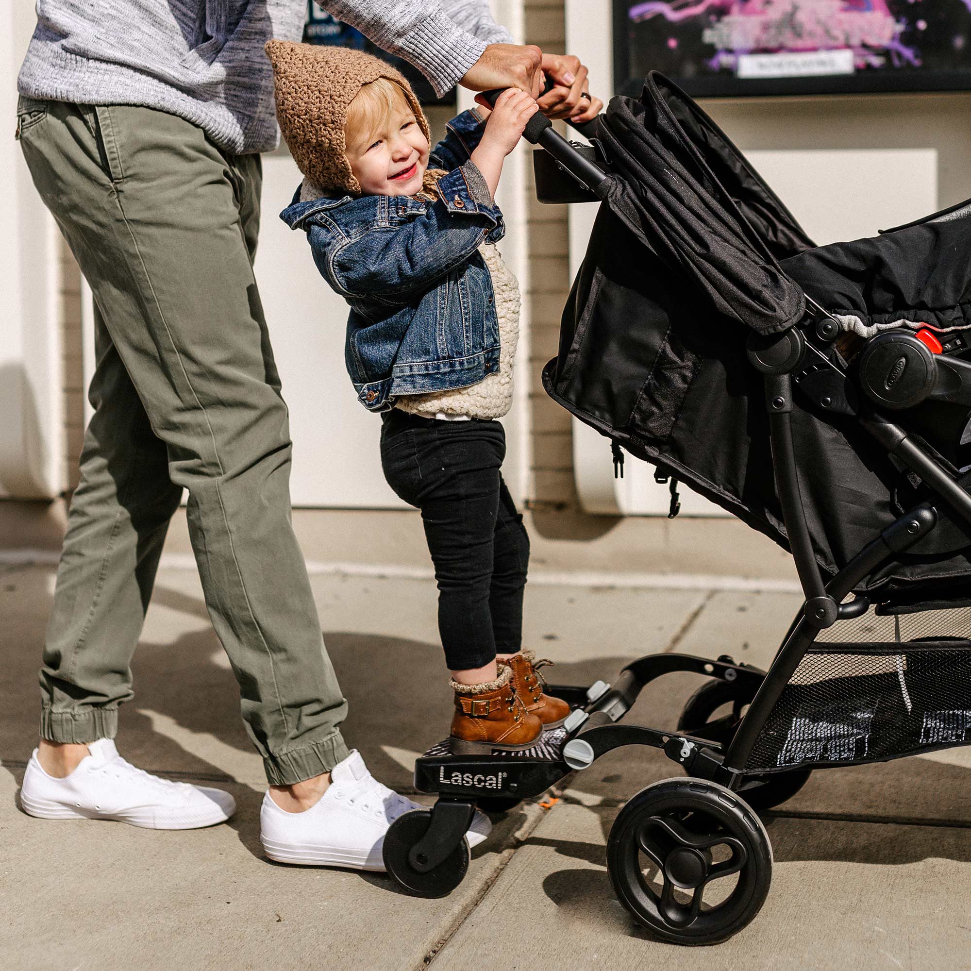 Buggy board for double sales stroller