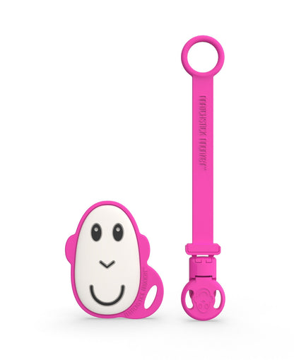 Pink Flat Face Teether & Soother Clip Set