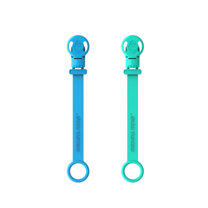 Blue & Green Double Soother Clips