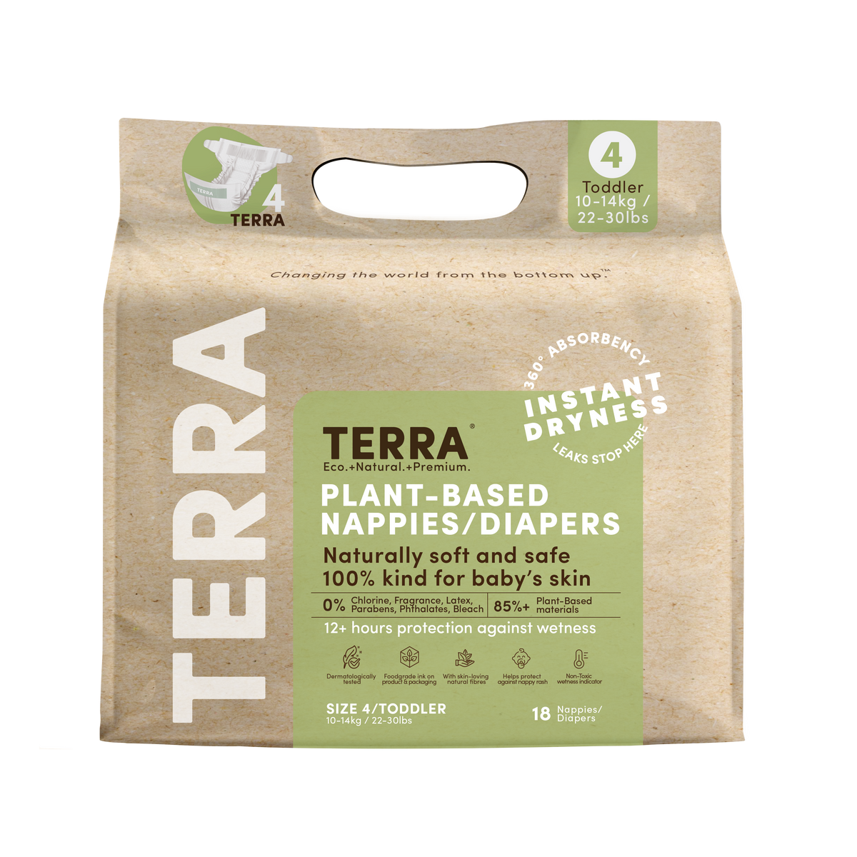 Size 4 Diapers, Non-Toxic Diapers | TERRA Plant-Based Diapers