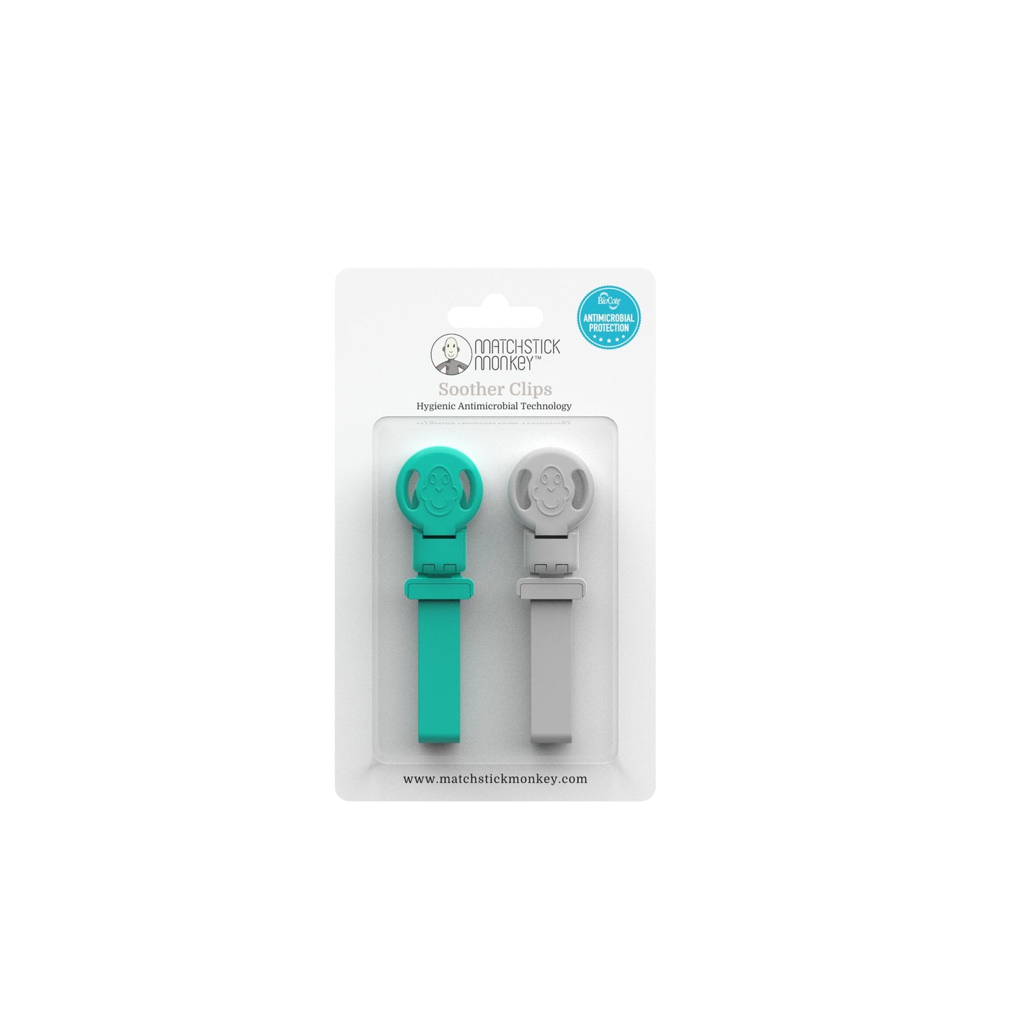 Green & Cool Gray Double Soother Clips
